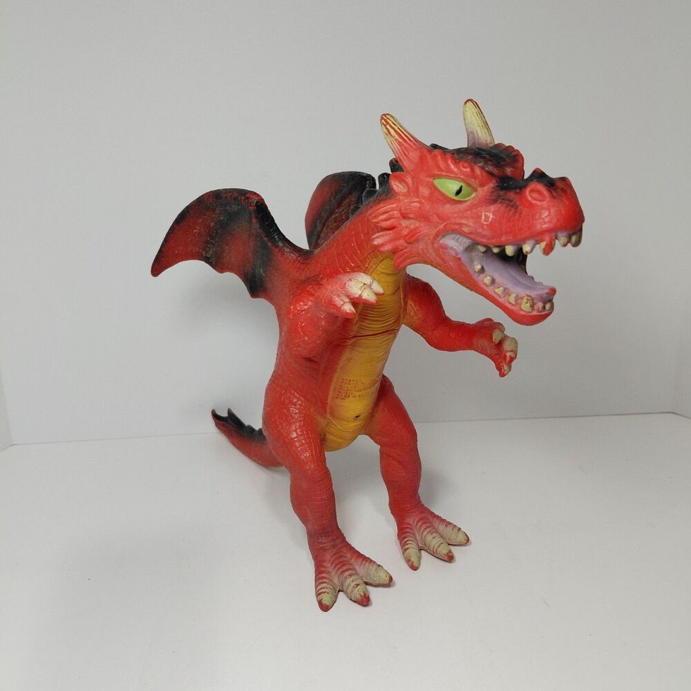 2018 Dragon Adventure Force Toys R Us 12"Long Red Orange Black Soft Plastic Toy
